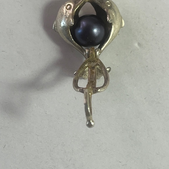 925 sterling silver dolphin cultured pearl Cage Ball Clip y2k hip charm pendant - Picture 2 of 6